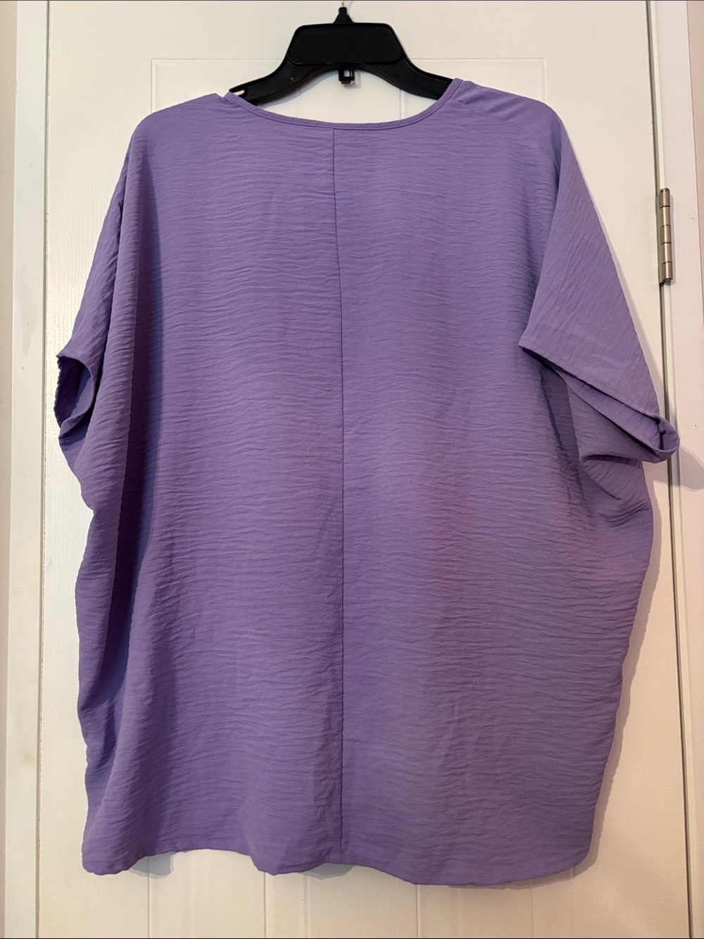 Relaxed V-Neck Tunic Top with Chest Pocket - Lavender - Picture 2 of 2